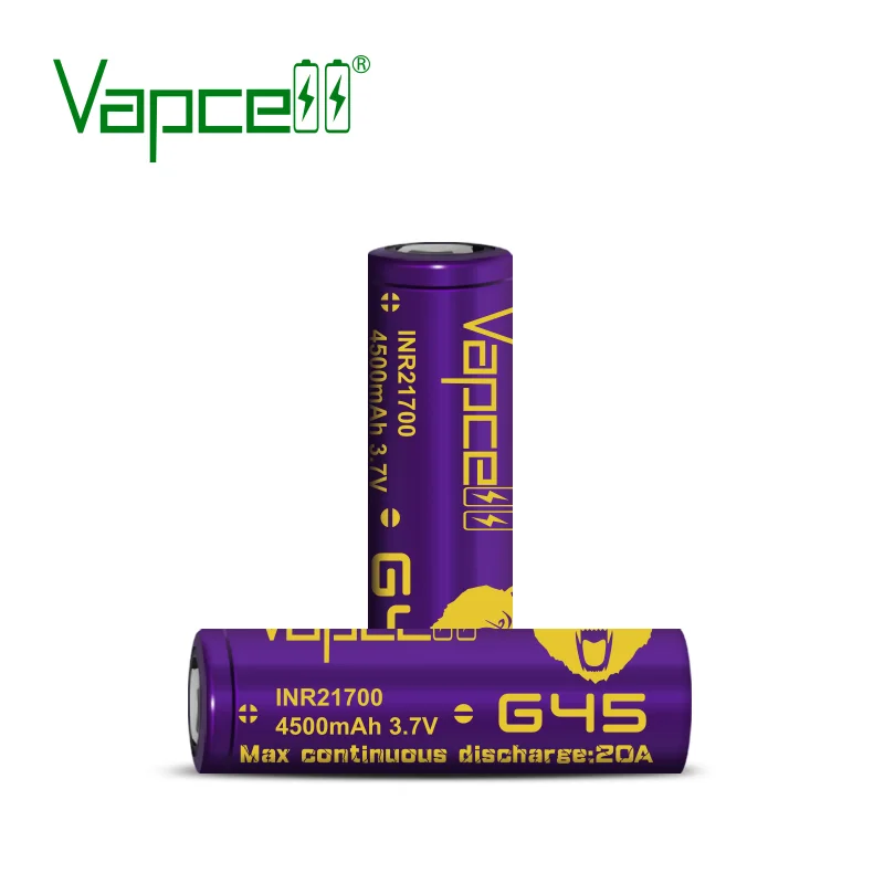 1 доллар купон Vapcell 21700 4500mAh 20A G45 литий-ионная фиолетовая аккумуляторная батарея большой емкости
