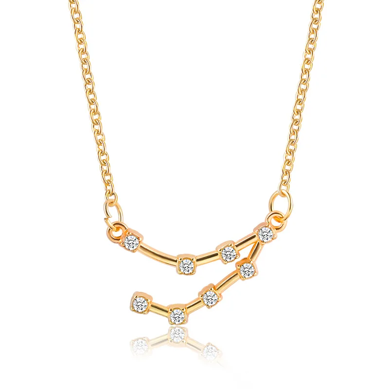 Gold Color Star Zodiac Sign 12 Constellation Necklaces &amp Pendants Choker for Women Long Chain Necklace a045 | Украшения и
