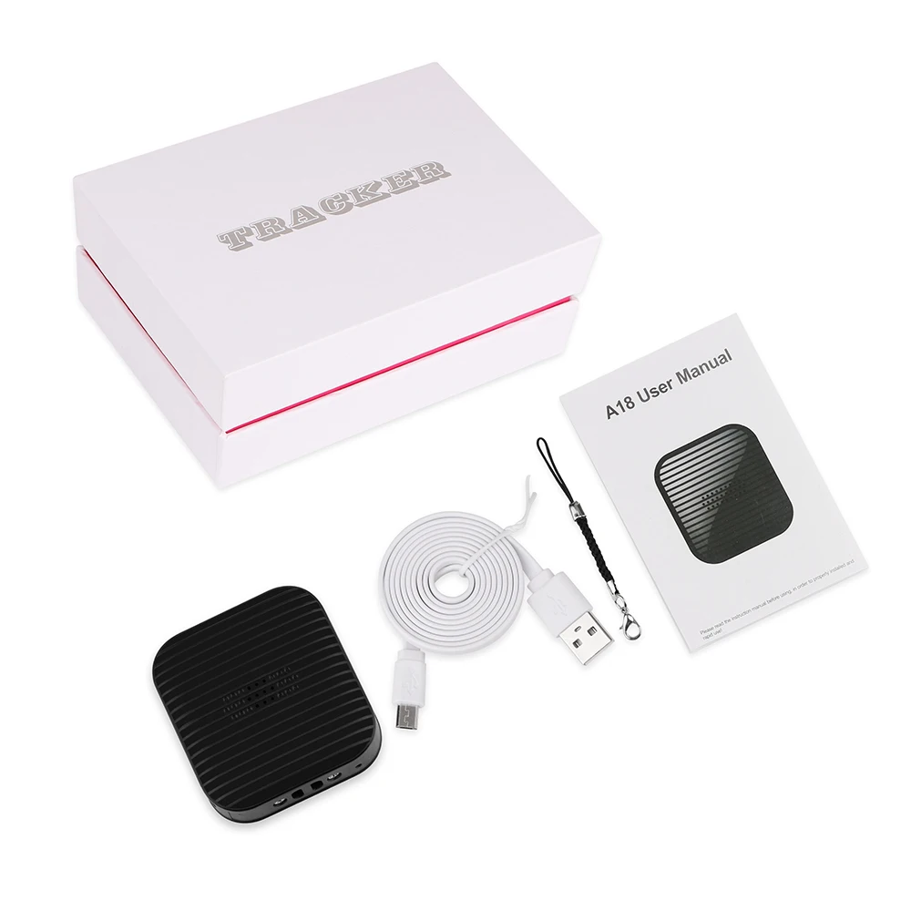 black with box A18 gps миниатюрное устройство отслеживания носимых локатор трекер для домашних животных детей пожилых поддерживает gps LBS Отслеживание с Google maps gps-сигнализация - Цвет: black with box