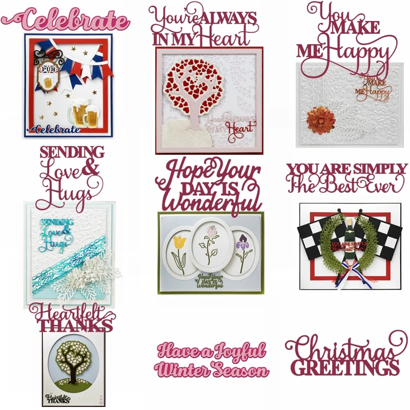 

Word&Phrase Metal Cutting Dies Stencils New 2019 Words&Phrases Die Cuts For Card Making Dies Scrapbooking