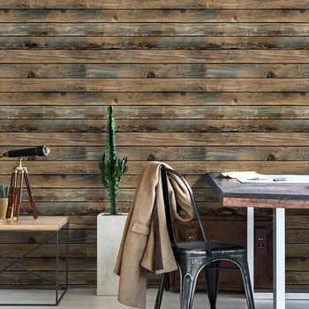 

1Pc Realistic Durable Waterproof Fashionable Wood Plank Wallpaper Wood Panel 3D Wood Grain Self-Adhesive Wallperper