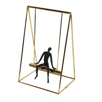 

1pc Simple Swing Decoration Metal Art Room Ornament Desktop Figurine Adornment for Home Shop Hotel (S)