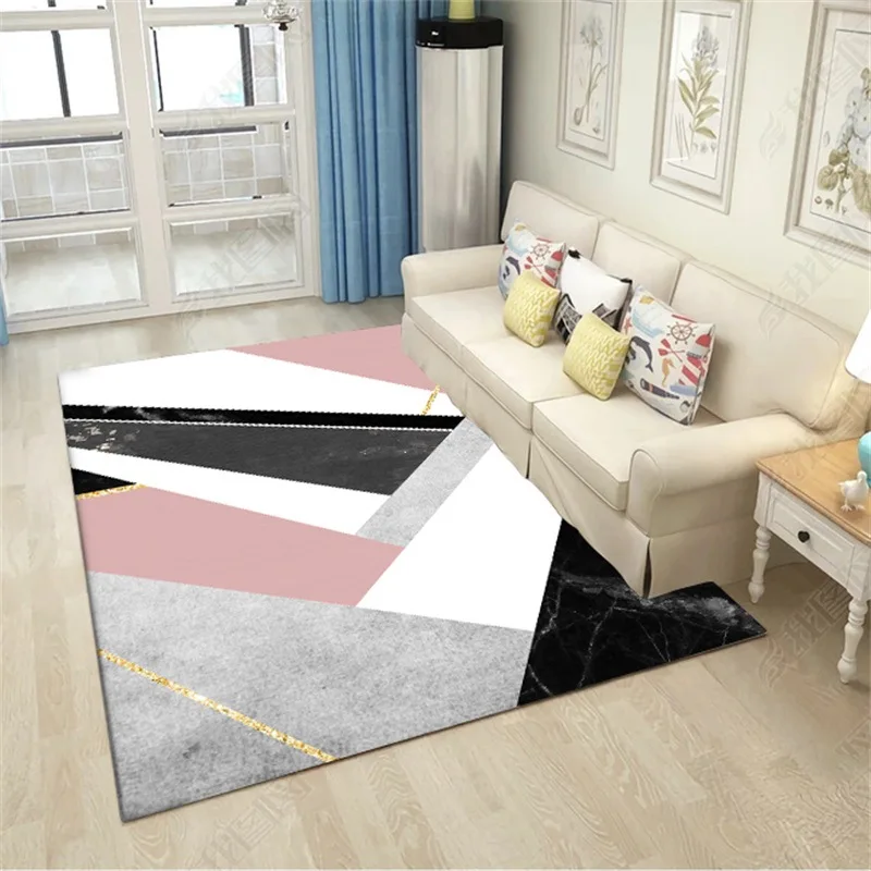 Хрустальный бархат модный скандинавский стиль геометрический розовый черный мраморный ковер для спальни гостиной