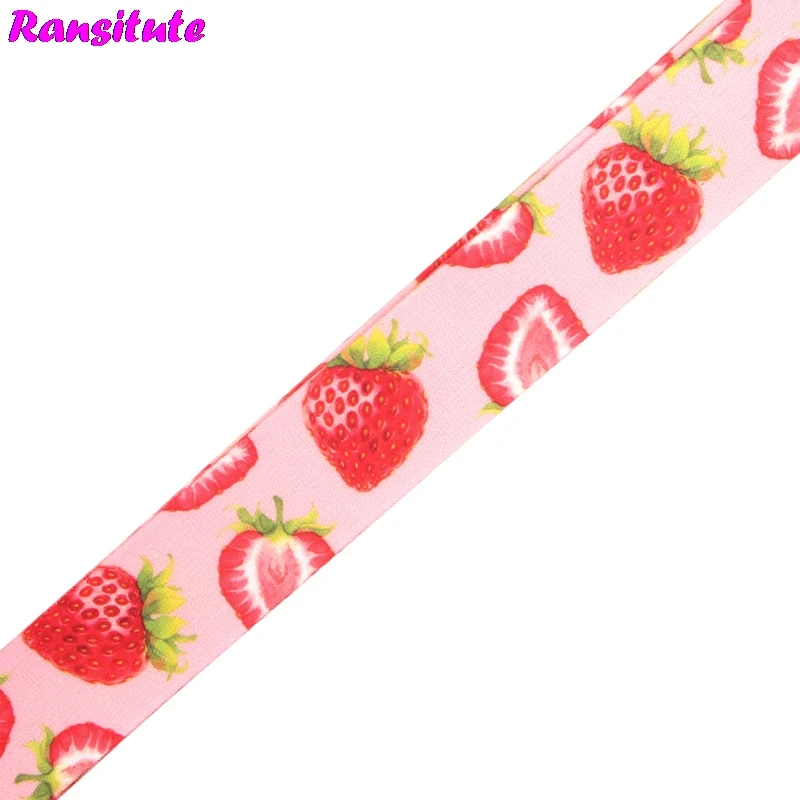 Ransitute Fruit series strawberry lanyard key ID card mobile phone strap USB badge holder DIY neckband decorative lanyard R637