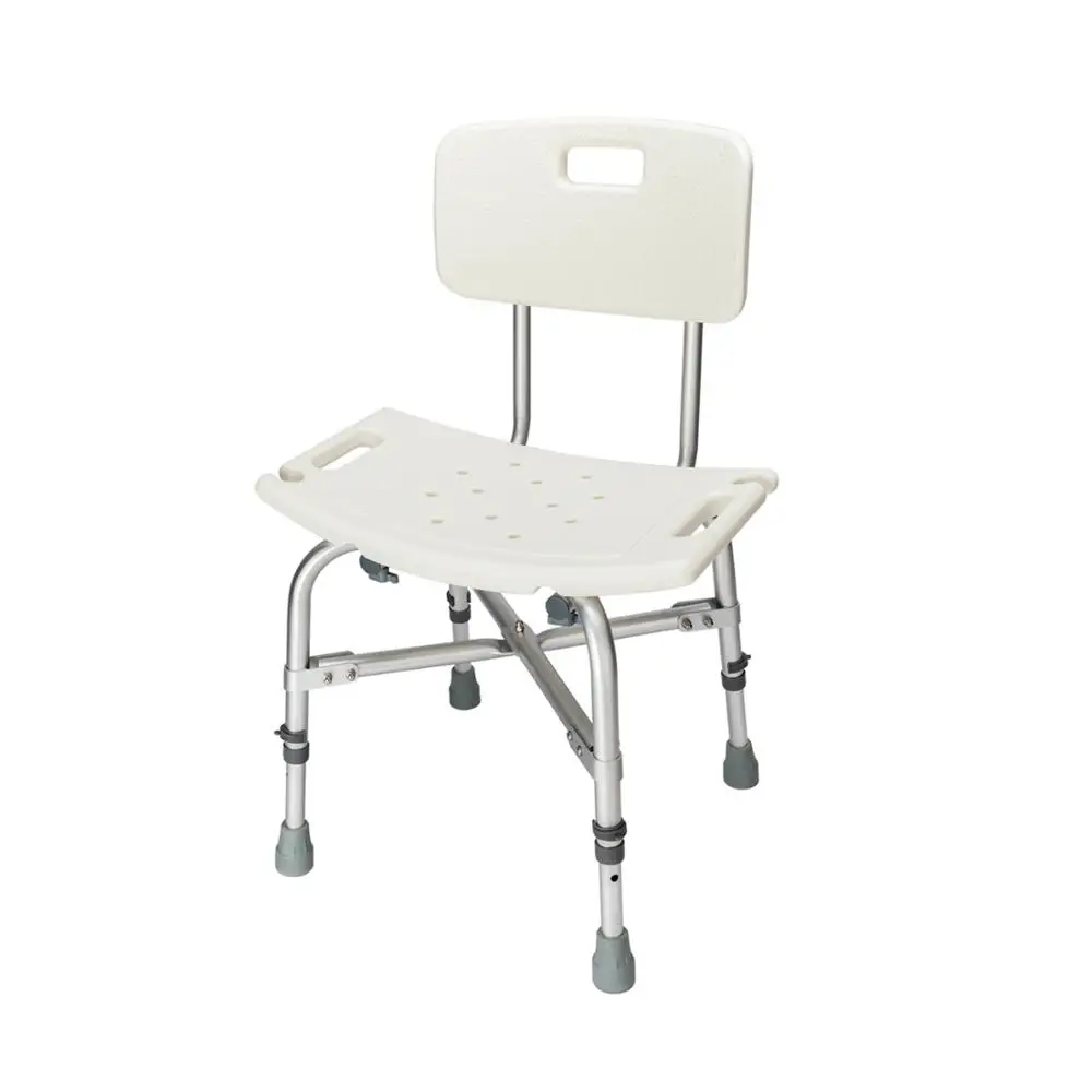 

Bath Chair Bathroom Stool Heavy-duty Aluminum Alloy Elderly Bath Chair with Backrest White[US-W]