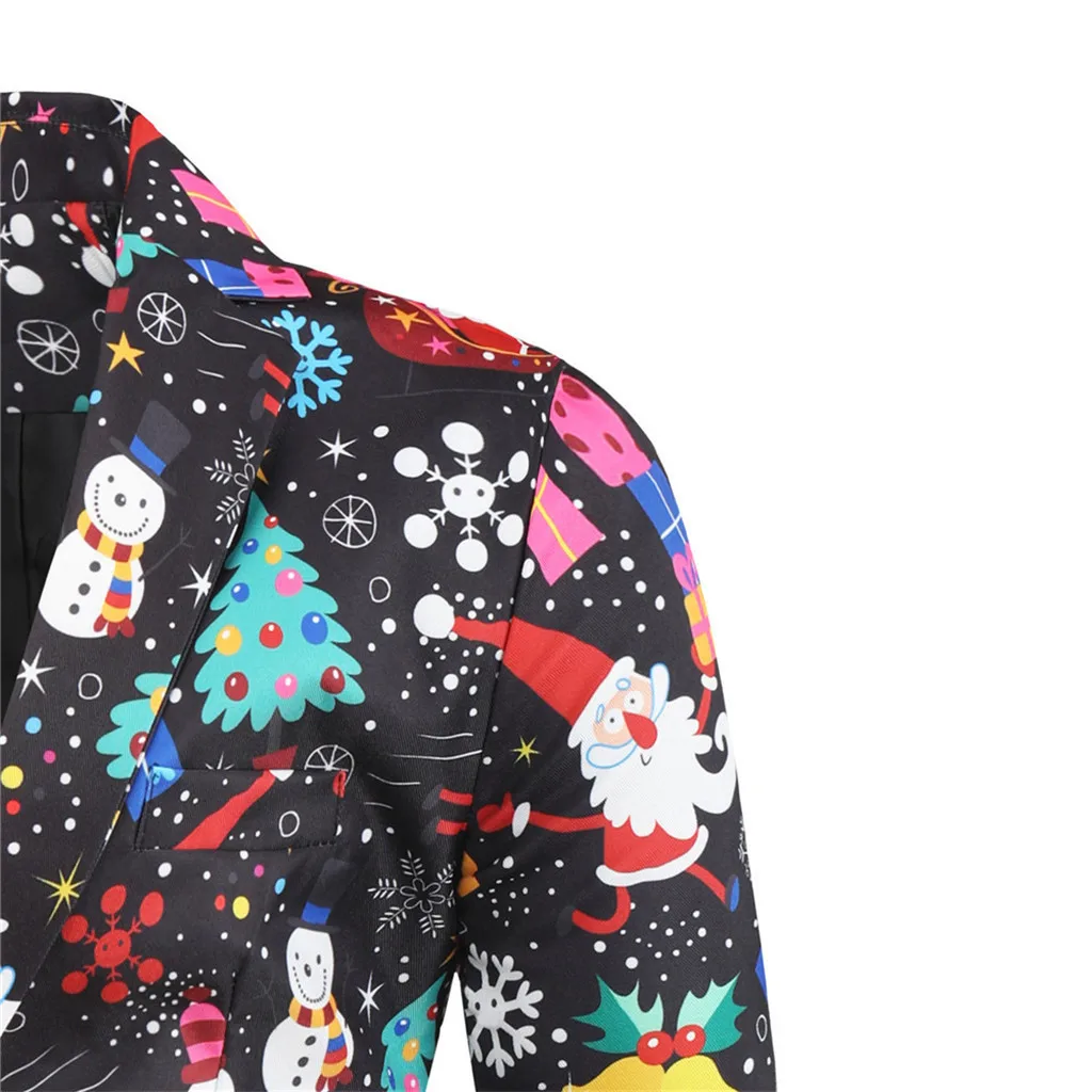 JAYCOSIN мужская одежда зимняя Рождественская с принтом конфет размера плюс Блейзер Куртки пальто Модные с длинным рукавом мужские свадебные костюмы 1118