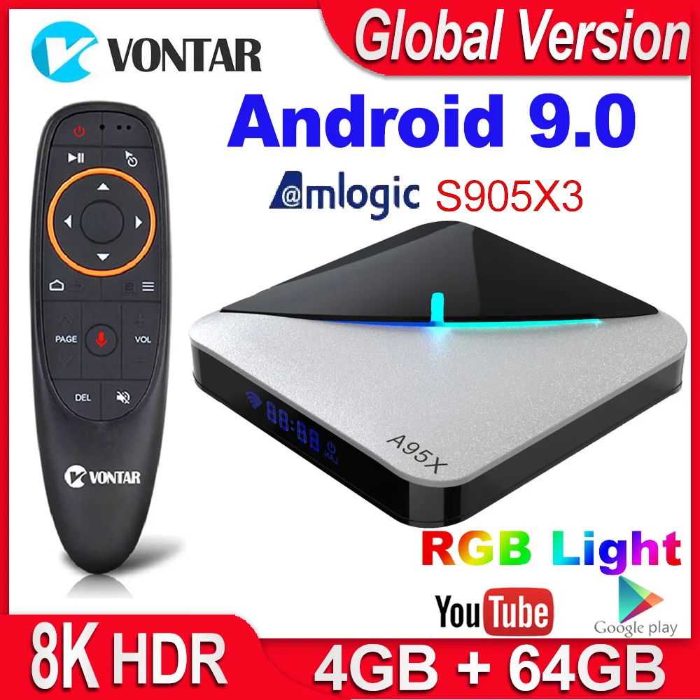 Приставка Смарт ТВ A95X F3 Air Android 9 0 Amlogic S905X3 4 + 64/32 ГБ Wi Fi 4K Youtube 2 16 Гб|ТВ-приставки и