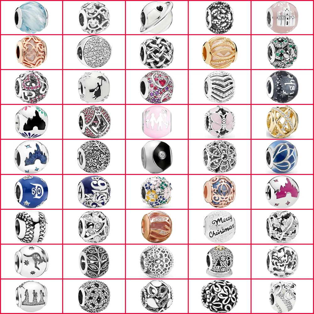 

100% Sterling Silver Charm Bracelet Round Beads Suitable for DIY Bracelets Beaded 1: 1 Jewelry Wholesale Free Shipping