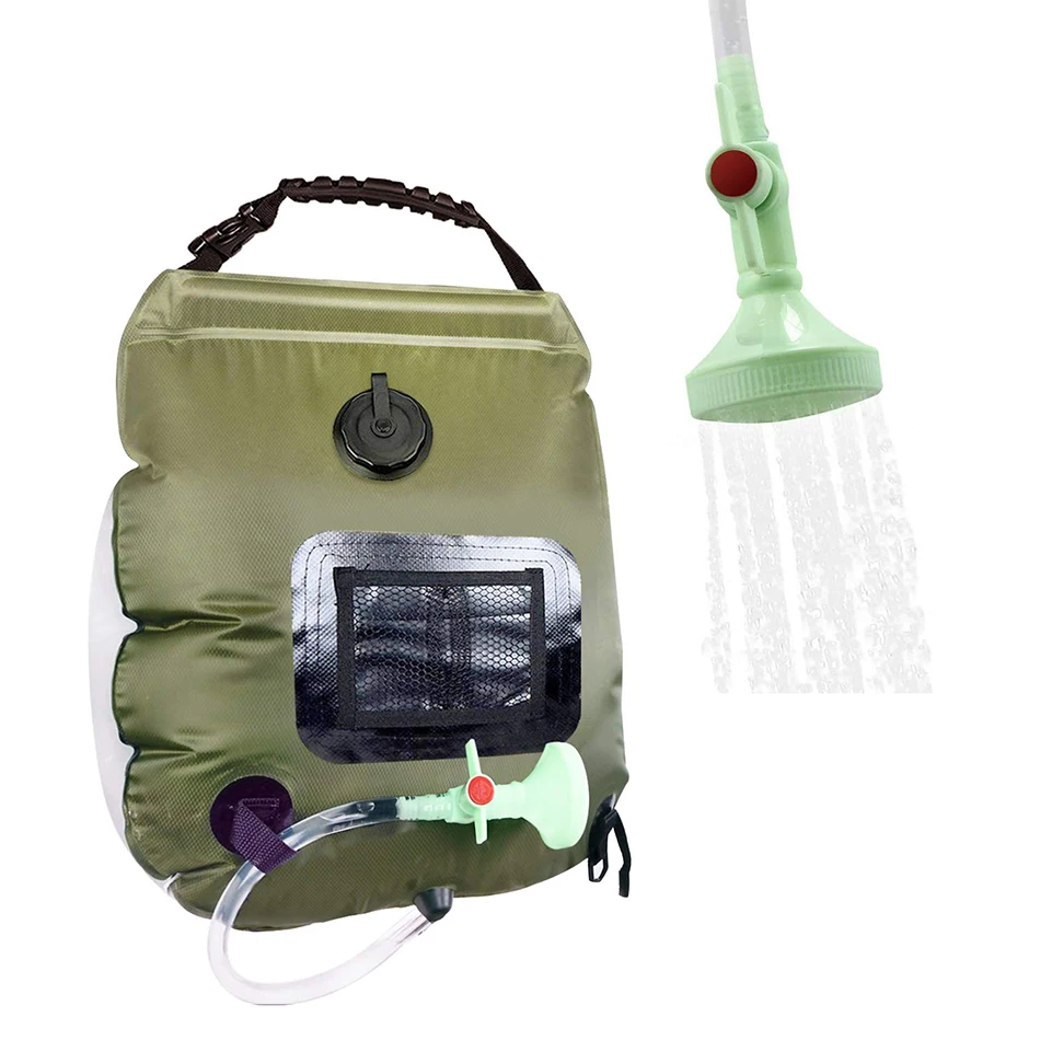 Solar Shower Bag Camping Shower 20L Solar Heating Bag with Removable Hose and On-Off Switchable Shower Head Outdoor Shower Bag