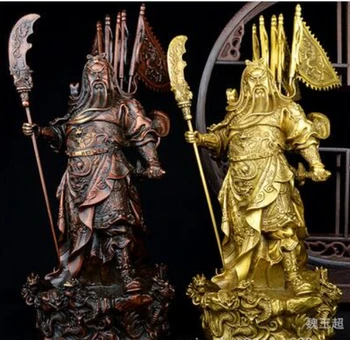 

715+++Brass Copper Feng Shui Protective Guardian Kwan Kung Statue Guan Yu Feng Shui Furnishing Articles