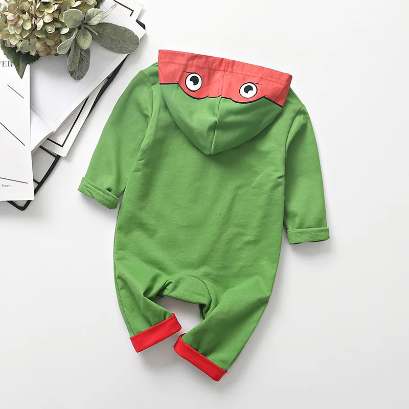 Осенняя одежда для маленьких мальчиков; толстовки с длинными рукавами; комбинезон на молнии; мягкий хлопковый цельный комбинезон; зеленый комбинезон с капюшоном