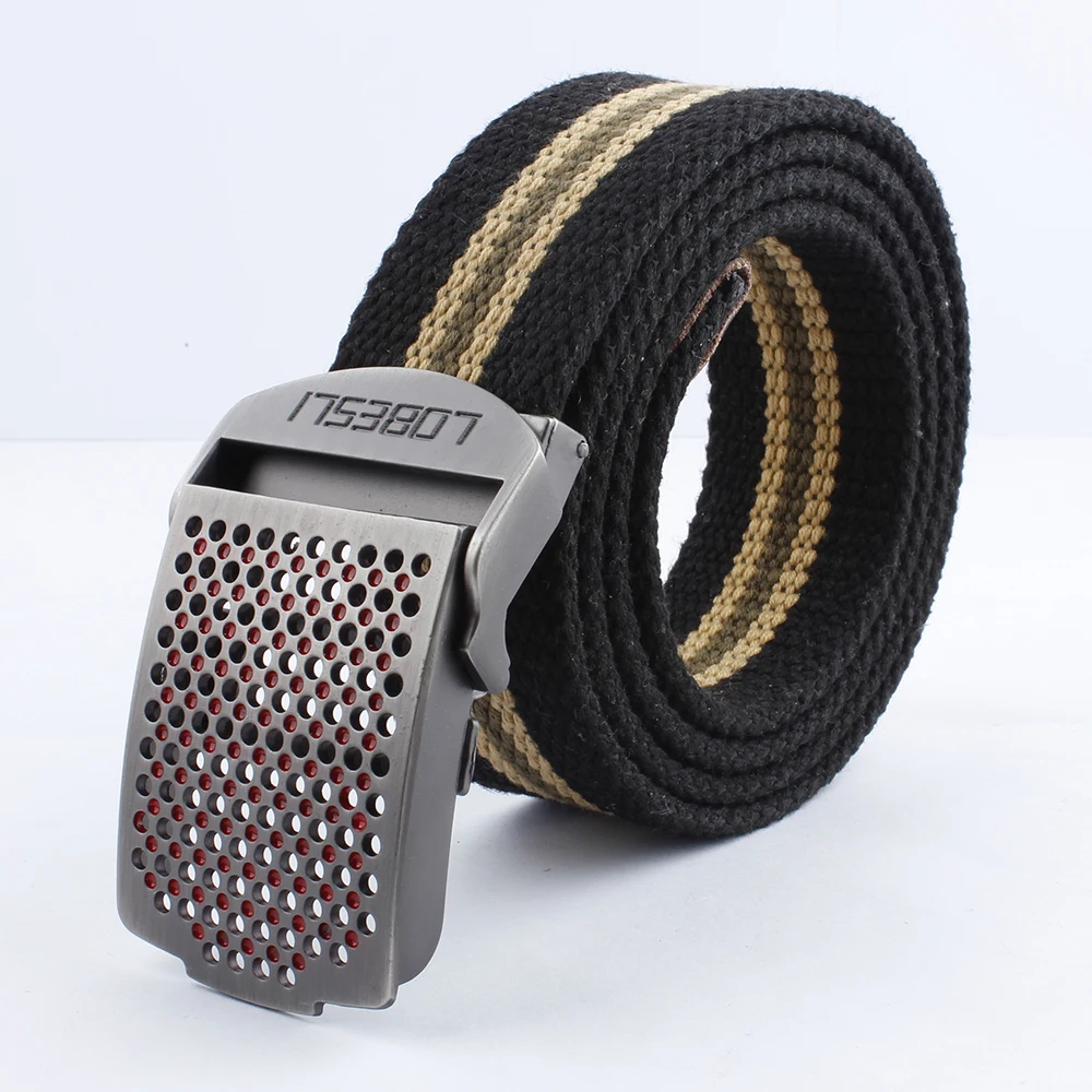

LTOHEYN 3.8cm Zinc Alloy Buckle Canvas Belt Outdoor Climbing Adventure Outing Training Elastic Canvas Belt Can Be Customized