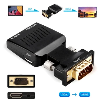 

VGA to HDMI Adapter 1080P Male to Female Converter with 3.5mm Audio Input UND Sale