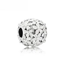 925 Серебряный цветок Шарм Primrose луг с AAA кубический циркон и эмали подходят Шарм DIY Браслеты ювелирные изделия