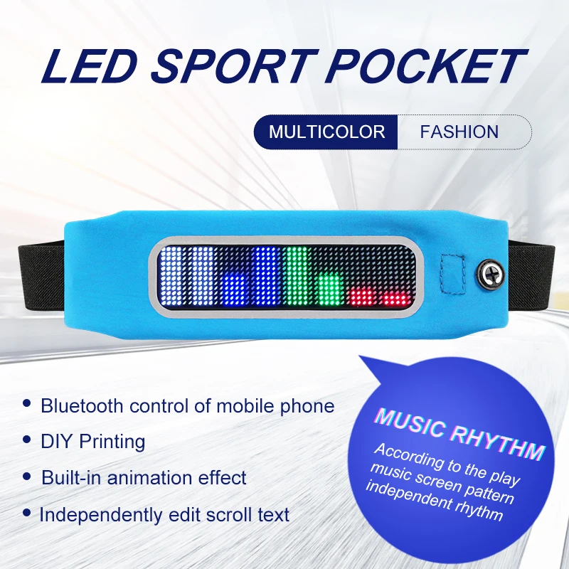 Edison модный светодиодный поясная сумка с Bluetooth управлением, многофункциональные водонепроницаемые поясные сумки для мобильного телефона, сумки для бега, кошелек