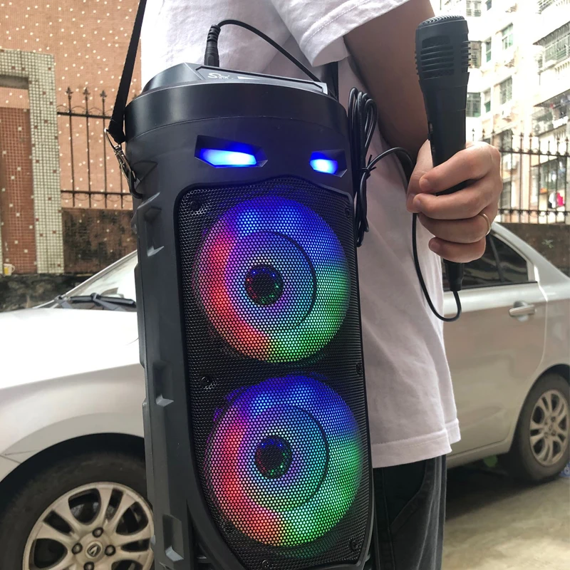 US $18.47 - 52.27 Portable Bluetooth Speaker Wireless Outdoor 3D Stereo Subwoofer Type Square Dance Music Column Support U Disk TF Card FM Radio