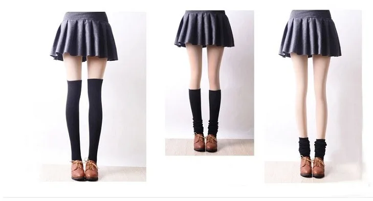 Women Cotton Stockings Warm Thigh High Over the Knee Socks Black Gray White Long Stockings Women School Uniform Stocking