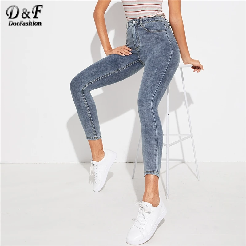 Dotfashion, серые, Выбеленные, на молнии, обтягивающие джинсы для женщин, осень, высокая талия, укороченные, повседневные женские брюки, брюки-карандаш