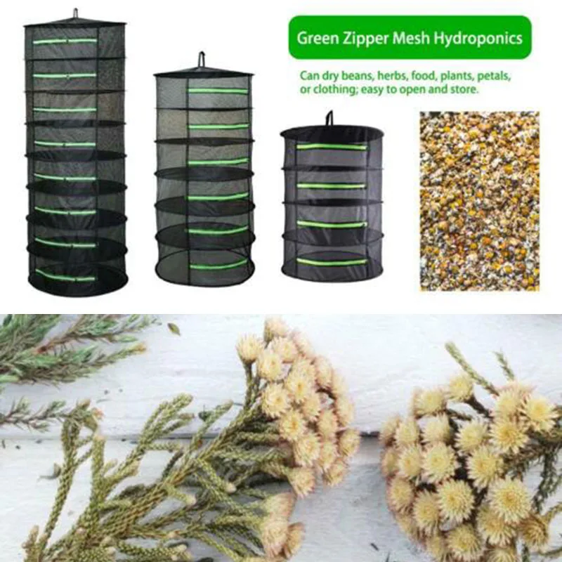 Drying Net 4/6/8 Layers Plant Flower Herbal Side Belt W / Zipper Drying Basket