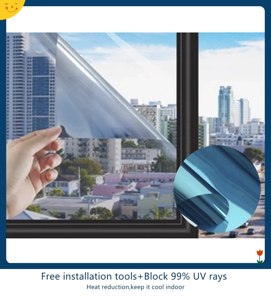Solar verspiegelte Fenster Sichtschutz folie Wärme isolierung selbst  klebende Glasmalerei Vinyl folie blockiert Licht Fenster tönung folie -  AliExpress