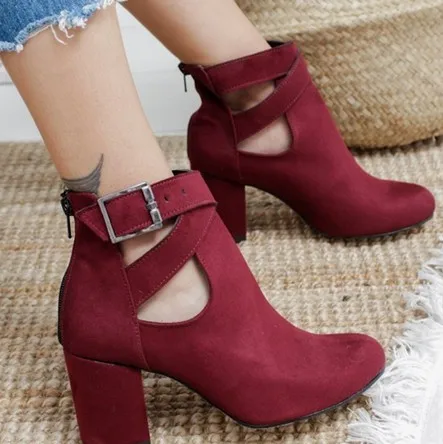 LASPERAL/Новая женская обувь; короткие пикантные ботильоны на высоком каблуке; модные ботинки с острым носком; женская обувь для свадебной вечеринки; женская обувь размера плюс - Цвет: red