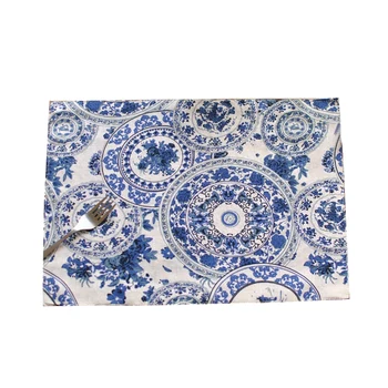 

6 Pcs Placemats Blue White Flowers Coasters Cup Pad Dish Glass Table Mat Insulation Pad Kitchen Accessories Decoration