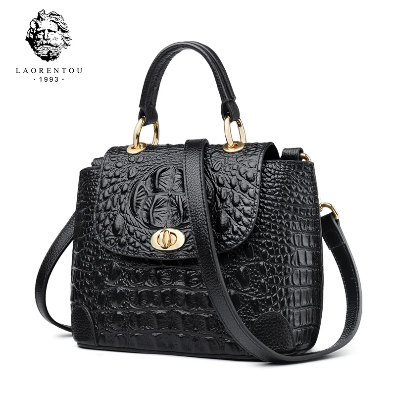

LAORENTOU Crocodile Pattern Handbag in Women 's Totes Retro Alligator Purse Stylish Lady Shoulder Messenger Bags Mother's Gift