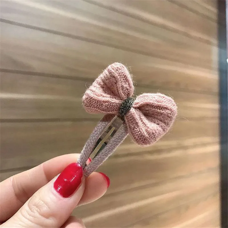 pink clip 10 шт./лот, детский зажим для волос, bb зажимы, простая вязанная заколка с ободком, банты для волос, милые аксессуары для волос для девочек, заколки, головной убор - Цвет: pink clip