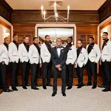 Деловые блейзеры для вечеринки, дня рождения, выпускного, пиджак+ брюки, приталенный Свадебный костюм жениха, мужские смокинги с отворотом, Trajes De Hombre