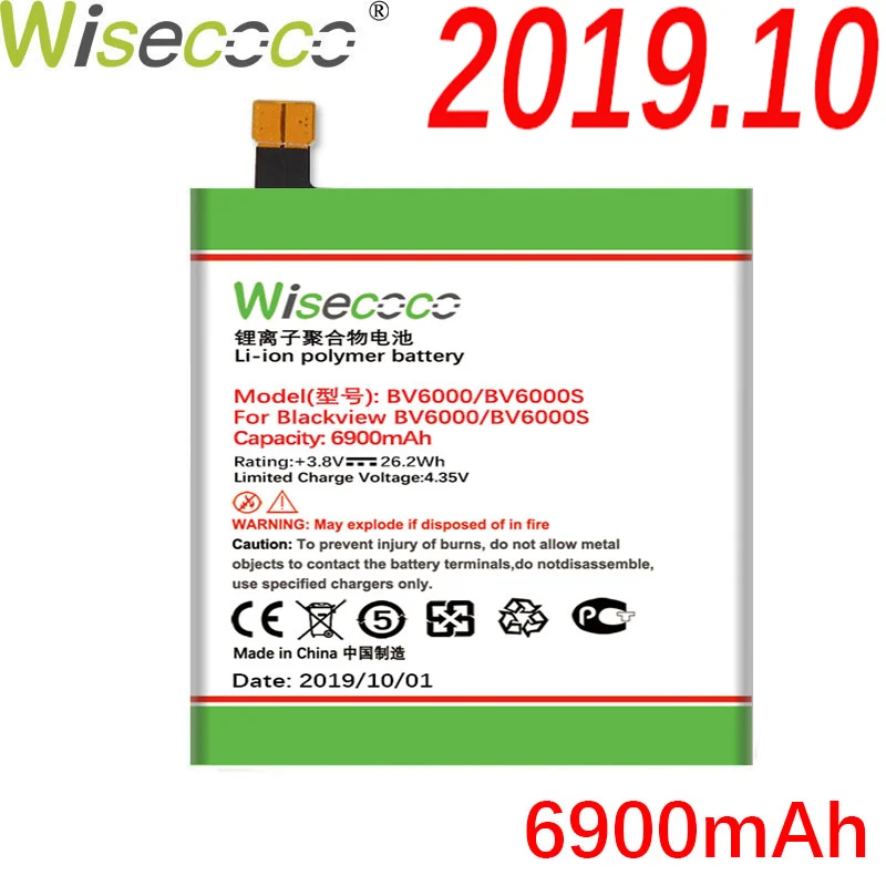 Wisecoco BV6000 6900 мАч новая производственная батарея для Blackview BV6000 BV6000S телефон Высокое качество Замена батареи+ номер отслеживания