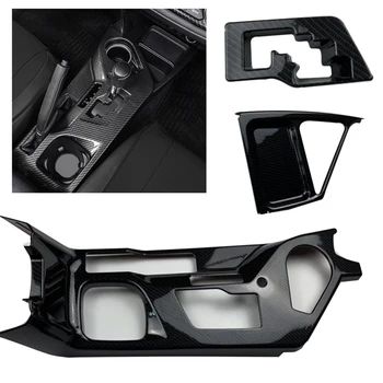 

3PCS Carbon Fiber Gear Shift Panel Trim Water Cup Holder Cover Gear Frame Sticker for Toyota RAV4 2016 2017