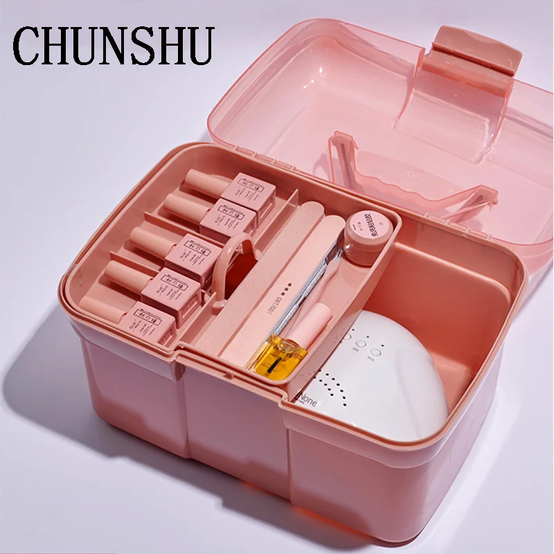 New Hand held Nail Gel Polish Container 2 Layer Nail Tools Storage