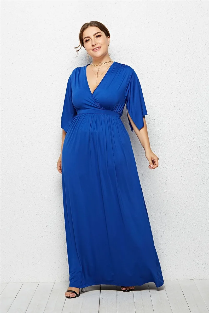 V-neck sexy pregnant women plus size women's European and American loose comfortable dress long dress