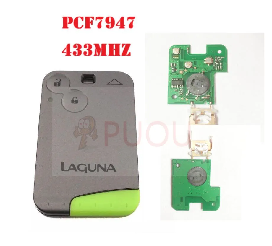 

2 Buttons Smart Remote Key PCF7947 Chip 433Mhz for Renault Laguna Espace Smart Card Remote
