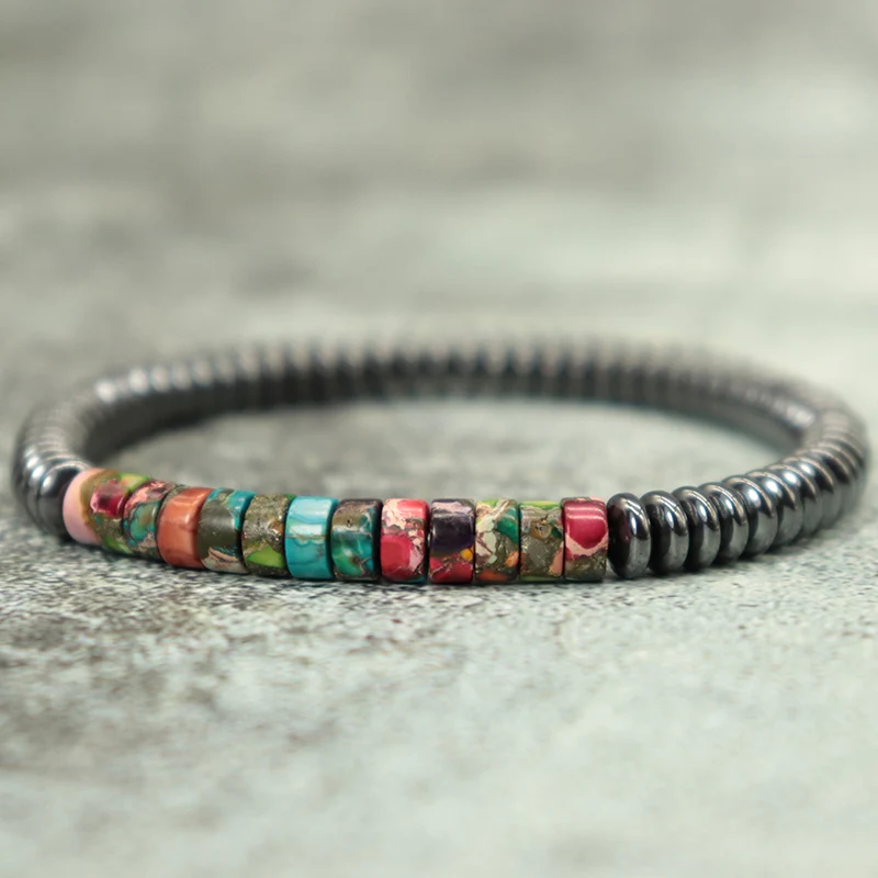 Hematite Beaded Stone Bracelet for Men and Women