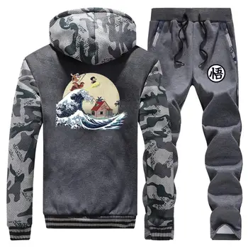 

Men Tracksuit Sets Dragon Ball Streetwear Two Piece Suit Winter Hot Sell Male Camouflage Zip Hoodies Sports Sweatpants Harajuku