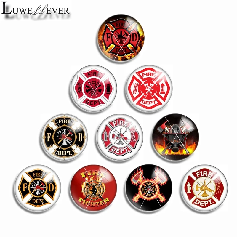 

12mm 10mm 14mm 16mm 20mm 25mm 453 10pcs/lot Fireman Mix Round Glass Cabochon Jewelry Finding 18mm Snap Button Charm Bracelet