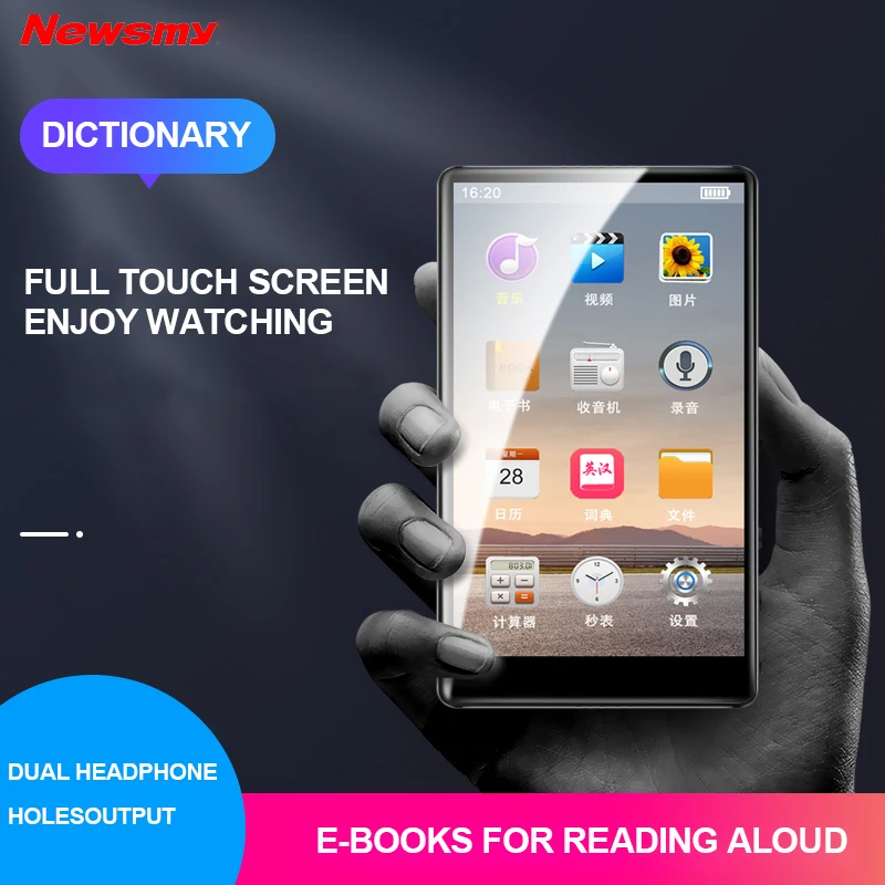 

16GB Walkman Portable MP4 Player Full Touchscreen 4 Inch Mp3 Music Player E-book Voice Reading MP5 FM Video Travel Movie Player