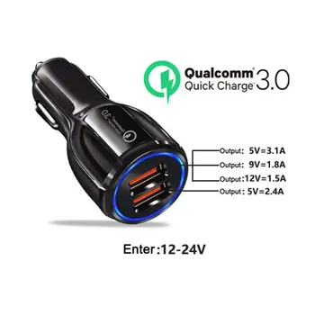 

1Pcs Dual USB QC 3.0 Multi-function Car Adapter Auto Charger For iPhone 7P 8P Xs 11 max Huawei Samsung Sony iOS & android