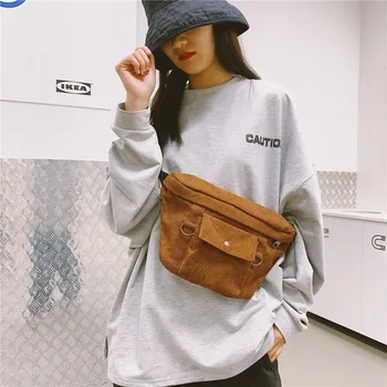 

Corduroy Women' Waist Bag Fashion Crossbody Belt Bag Funny Pack Female Anti-theft Travel Phone Shoulder Bag For Women 2020 bolsa