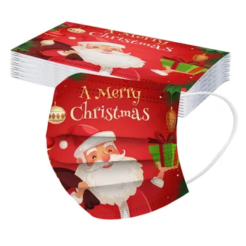 

20pc Adult's Merry Christmas Mask Disposable High Quality 3 Ply Masks Breathable Nonwoven Filter Face Mask Face Cover Mascarilla