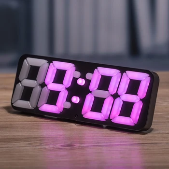 

New 3D Wireless Remote RGB LED Digital Alarm Clock Thermometer Wall Clock USB Powered Sound Control Color Changing Table Wall Cl