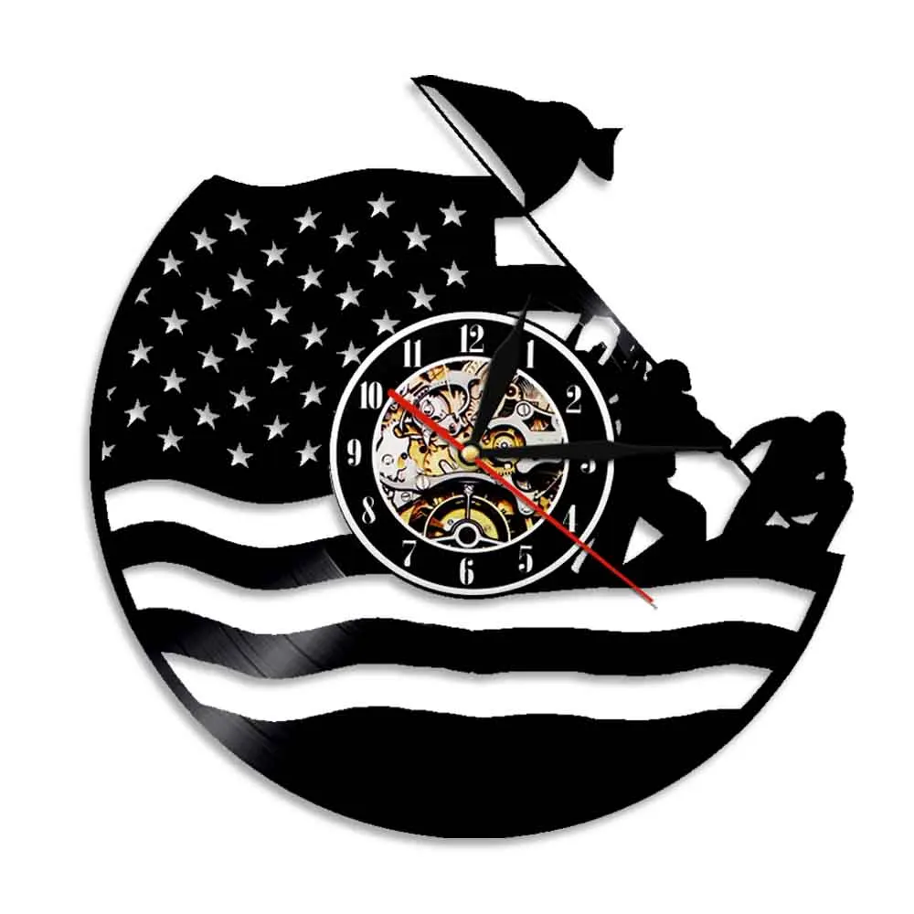U.S. Marine Vinyl Record Wall Art Clock Army Patriotic Retro Hanging Watch Military Gift Night Lighting Clocks | Дом и сад