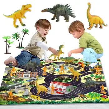 

Children Dinosaur Toys Set with Play Mat Simulation Dinosaur Model Toys Game Play Mat Educational Dinosaur Toys Set for Kids