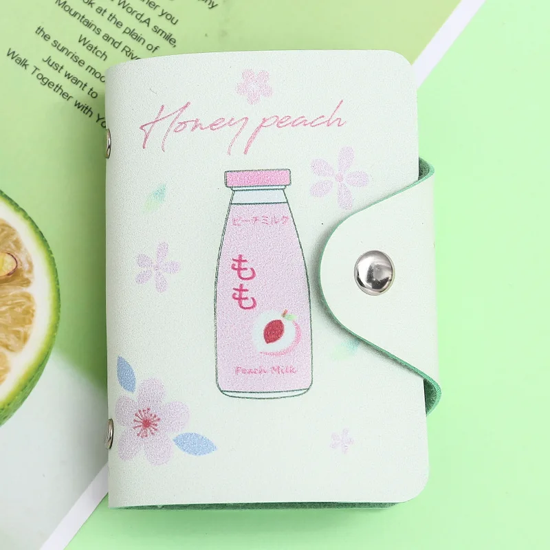 PACGOTH милый фруктовый авокадо персик молоко напитки узор из искусственной кожи держатели карт бумажник водонепроницаемый для женщин Мода карты посылка - Цвет: 4