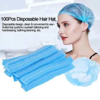 

100pcs Disposable Hair Net Caps Non-woven Dust-proof Waterproof Sterile Hat For Eyebrow Tattooing Hairdressing Bathing