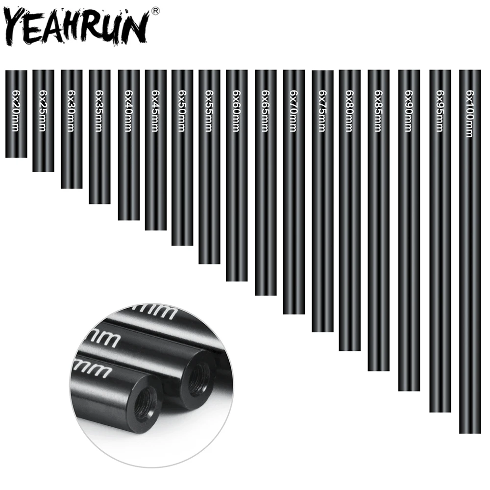 

YEAHRUN 6mm Diameter Link Rod Linkage 20-100mm for 1/10 RC Crawler Car Axial SCX10 D90 AX10 RC01 CC01 F350 Upgrade Parts