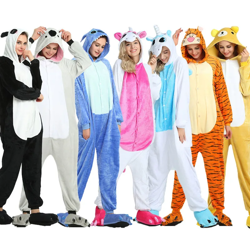 Пижама в виде животного для взрослых женщин пижамы кигуруми все в одном пижамы костюмы животных косплей Череп Ститч Тигр Единорог одежда Пижама