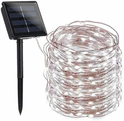 12m LED Solar String Lights Waterproof Copper Wire Fairy Christmas Garden Outdoor UK