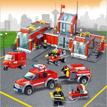 

8051 Building Blocks Fire Station Model Blocks Compatible Lepining City Bricks Block ABS Plastic Educational Toys For Children